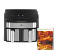 Air Fryer Black 8L Dual Basket 2400W Non-Stick BPA Free 38.8x36.3x31.1cmSyncCook