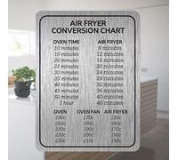 Air Fryer Conversion Chart Metal Sign - Cooking Times Temp Oven Kitchen UK Gift
