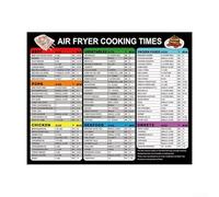 Air Fryer Cooking Guide Magnet with Temperature Conversion Chart - Easy Read Recipe Book Alternative for Beginners - Kitchen Tool Black 25x20cm
