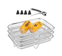 Air Fryer Cooking Racks - 3X Stainless Steel Stackable Grill Basket,Cooking Supplies for Kitchen, Air Fryer Accessories, Includes Gripper Clip