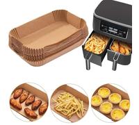 Air Fryer Disposable Paper Liner, 100Pcs 20 x 14 cm Air Fryer Liners, Food Grade Parchment Paper Oil-Proof, Water-Proof, Baking Paper for Ninja Foodi MAX Dual Zone Air Fryer [AF400UK] [AF300UK]