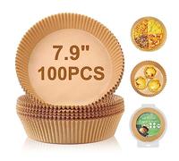 Air Fryer Disposable Paper Liner, 100PCS 7.9 Inch Air Fryer Liners Round, Parchment Paper Non-stick Oil-proof Water-proof