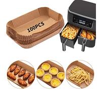 Air Fryer Disposable Paper Liner, 100PCS Food Grade Parchment Liners for Ninja DZ201,Ninja Foodi Dual Air Fryer Accessories Baking Paper (9 * 6, Natural)