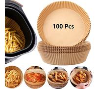 Air Fryer Disposable Paper Liner, 100PCS Non-Stick Disposable Baking Paper for Air Fryer Oil-Proof, Water-Proof, Food Grade Parchment for Baking Roasting Microwave (100Pcs-6.3 inch)