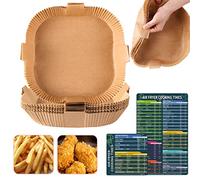 Air Fryer Disposable Paper Liner, Square Parchment Insert Non-Stick, Baking Food Grade Sheet for Aifryer Basket, Oven, Pan, Oil-proof, Water-proof, Papel Para Freidora De Aire(50PCS 7.9 Inch Natural)
