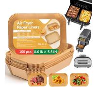 Air Fryer Disposable Paper Liners, 100 Pcs Food Grade Parchment, for Ninja DZ201 DZ401, Ninja Foodi Dual Air Fryer Accessories