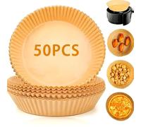 Air Fryer Disposable Paper Liners, Round/Square/Rectangle, 50pcs/100pcs, Non-Stick Parchment Paper for Ninja Dual Air Fryer 50pcs/100pcs (50, Round - 20cm)