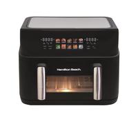 Hamilton Beach Air Fryer, 10L, FlexiZone, Dual Zone with Removable Drawer Insert, 10 Presets, Sync Cook & Finish, Vortex Technology, Dishwasher Safe Parts, LCD Touchscreen, Non-Stick, Black - HB983AP
