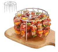 Air Fryer Grill 2025 New Stainless Steel BBQ Kabob Barbecue Rack with Round Hanging & Vertical Meat Skewer for Meat Skewers Chicken Legs Wings Thighs for Grill Smoker Oven (48 Skewers)