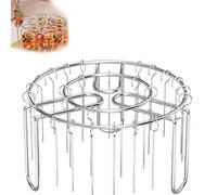 Air Fryer Grill,6 Inch Grill Grate Stainless Steel Air Fryer Rack,Vertical Air Fryer Round Hanging for Meat Skewers, Chicken,Legs,Wings,Standing Barbecue Rack for Grill, Smoker, Oven (25Skewers)