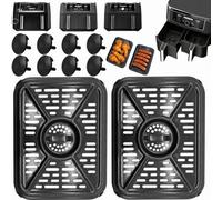 Air Fryer Grill Pan 2 Pack, Stainless Steel Non-Stick Oil Separator Rack for Ninja Foodi AF400UK 9.5L DualZone 2 Drawer Air Fryer, Replacement Crisper Tray with Drip Tray, Dishwasher Safe