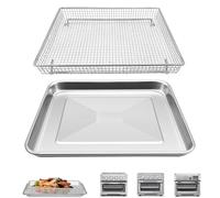 Air Fryer Grill Pan & Basket for Cuisinart Air Fryer Mini Oven 7 in 1 17L TOA-60 65 70 Toaster Air Fryer Convection Oven, 12.2 * 11'' Mesh Stainless Steel Basket Accessories Parts, Dishwasher Safe