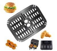 Air Fryer Grill Pan for Ninja, 2 Packs Replacement Air Fryer Crisper Plate Grill Plate Tray Accessories with Rubber Bumpers for Ninja Foodi DZ090 DZ201 DZ100, Dishwasher Safe