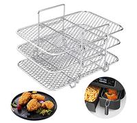 Air Fryer Grill Racks, Three-Layer Stackable Design, Square, Layered Dehydration, Double Basket Air Fryers Rack, Pressure Cooker and Air Fryer Accessories
