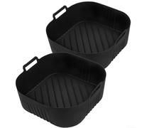 Air Fryer Liner, 2 Pcs Silicone Non-stick Baskets For COSORI 6.2L For NA230, Reusable Air Fryer Accessories Baking Tray Large Capacity(Black)