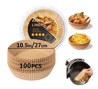 Air Fryer Liners, 10.5 Inch Air Fryer Disposable Paper Liners 100Pcs, Parchment Paper Liners Oil-Proof, Water-Proof, Food Grade Baking Paper for Air Fryer Roasting Microwave Oven