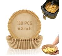 Air Fryer Liners 100 Pcs- Non-Stick 6.3 Inch Airfryer Liners Parchment Paper Disposable Oil & Water Proof Round Air Fryer Accessories for Baking, Roasting & Cooking