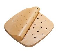 Air Fryer Liners, 100PCS 24cm Air Fryer Parchment Paper Liner, Perforated Parchment Paper Non-Stick Greaseproof Paper Square Parchment Liner for Baking Oven (Brown Perforated)