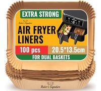 Air Fryer Liners 100pcs, Non-Stick Ninja Air Fryer Liners Disposable Compatible with Ninja Dual, AF300UK, AF400UK, Air Fryer Accessories for Tower, Salter & Other Dual Zone Fryers