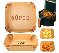 Air Fryer Liners 120Pcs Air Fryer Accessories Disposable Airfryer Liners Square Parchment Paper Greaseproof Non-Stick for Air Fryer, 7.9 Inch (60 PCS - 20CM / Square)
