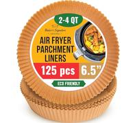 Air Fryer Liners, 125Pcs Disposable Parchment Paper - 6.5 Inch Round, for Ninja, Tefal, Cosori and Others - Unbleached, for Baking, Roasting or Cooking, Easy Cleanup by Baker's Signature (16 cm)