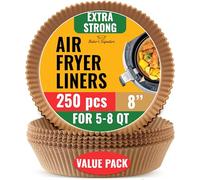 250 pcs Air Fryer Liners for Ninja, Round Disposable Airfryer Paper Liners - Non-Stick and Oil Proof for Easy Cleanup, Great for Oven, Pans & Baking - 8 Inch for 5-8 qt Basket by Baker's Signature