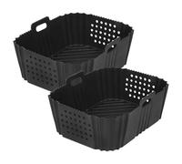 Air Fryer Liners, 2PCS Air Fryer Silicone Accessories, Repeatable Silicone Liners with Side Cut-Out Design, Silicone Air Fryer Pot Basket, Reusable Silicone Liners, Non-Stick, Dishwasher Safe