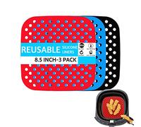 Air Fryer Liners,3 Pack 8.5 Inch Square Non-Stick Reusable Silicone Mats,100% Food-Grade, Air Fryer Accessories for NINJA,Gourmia,Power XL & More