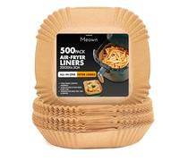 Air Fryer Liners -500PCS 20x20x4.5CM Greaseproof Paper Sheets, Square Disposable Non-Stick Liners for Baking, Frying, Roasting, Compatible with Ninja AF300UK, COSORI, Tower Air Fryer, Oven Use -MEOWN