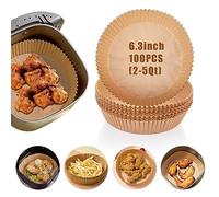 Air Fryer Liners Disposable, 100PCS Non-stick Disposable Airfryer Liners, 6.3 Inch Unbleached Parchment Paper, Round Air Fryer Paper Liners for 2-5QT Air Fryer, Baking, Roasting Microwave