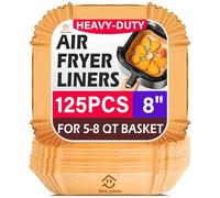 Air Fryer Liners Disposable, 125pcs Non-stick Disposable Airfryer Liners, 8 Inch Unbleached Parchment Paper, Square Air Fryer Paper Liners for 5-8QT Air Fryer, Baking, Roasting Microwave
