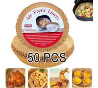 Air Fryer Liners Disposable 50-Pack, Non-Stick Parchment Paper for Easy Cleanup, Tapered Design Fits 3-10 QT Air Fryers Like Ninja, Instant Pot, Cosori, Philips (6.3'' Bottom x 7.9'' Top)