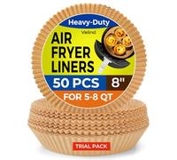 Air Fryer Liners Disposable - 50 PCS 8 Inch Air Fryer Parchment Paper Round, Non-Stick Food Grade Paper Liner for Baking Roasting Microwave