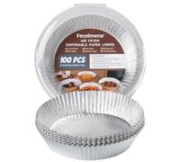 Air Fryer Liners Disposable, Fecolmena 100 PCS Round Aluminum Foil Papers, Safe Food Contact Grade Material & High Temperature Resistant for Air Fryers and Ovens