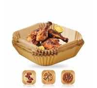 Air Fryer Liners Paper Liners Disposable Square Liners 6.5 Inches Parchment Paper Oil Proof Food Grade Baking Paper for Air Fryer Roasting Microwave Oven Baking and Cooking (Pack of 100)