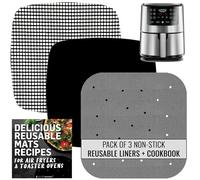 Air Fryer Liners Reusable for Cosori 3.7qt, Instant Pot Vortex Plus 4qt Airfryer, Chefman 2.6qt, 7 inch Accessories with Cooking Recipes, Non Disposable Replacement for Parchment Paper by INFRAOVENS