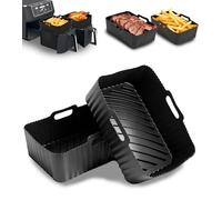 Air Fryer Liners Silicone 2 Pack for Ninja Foodi AF300UK AF400UK AF451UK Dual Zone 8L 9.5L, Airfryer Liners Compatible with Tower T17088, Keplin, EMtronics, Reusable Non-Stick Air Fryer Accessories