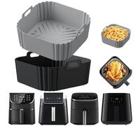 Air Fryer Liners Silicone，2 PCS Ninja Air Fryer Liners for Ninja MAX PRO AF180UK 6.2L /Ninja Pro AF140UK 4.7L, Square Silicone Air Fryer Liner for COSORI 5.5L/6L, Philips 6.2L, Tefal 5L
