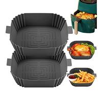 Air Fryer Liners-Square Silicone Air Fryer Liner Reusable,2pcs Air Fryer Silicone Liners Accessories Airfryer Liner Non-Stick Air Fryers Basket Tray for COSORI,Ninja,Tefal EY245840,Tower,Chefman