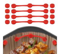 Air Fryer Magnets Set, Universal Compatibility Silicone 4pcs Strips 8pcs Buckles Air Fryer Parchment Paper Accessories for Protecting Basket from Scratches Secure Paper Liner Fixing (Red)