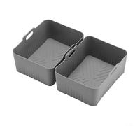 Air Fryer Non-stick Basket, 2Pc Silicone Air Fryer Liner Accessories Reusable Dual Basket for AF400 451 Airfryer Accessories(Gray)