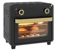 Air Fryer Oven Compact 10L Black Stainless Steel Tempered Glass 1000W Timer60min