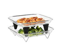Air Fryer Pan | with Silicone Feet Stackable Tray,2-Piece 4-6.5L Oven Air Fryer Basket | for Cooking Broiling Dehydrating Meal Prep Home Bar Apartment Dorm Kitchen Counter