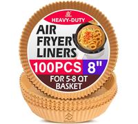 Air Fryer Paper Liners, 100PCS Non-stick Oil Resistant Air Fryer Parchment Paper Liners, 8 Inch Air Fryer Liners Disposable, Round Airfryer Liners for 5-8QT Air fryer, Baking, Roasting Microwave