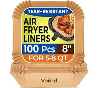 Air Fryer Paper Liners: 100Pcs Parchment Paper, 8" Air Fryer Liner Disposable for Microwave, Non-Stick Square Air Fryer Basket Liner