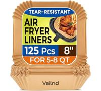 Air Fryer Paper Liners, 125Pcs Parchment Paper, Air Fryer Liners Disposable for Microwave, Non-Stick Air Fryer Liner Square Free of Bleach (8IN)