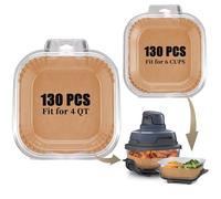Air Fryer Paper Liners, 130 + 130 Pcs Non-Stick Parchment Paper Compatible with Ninja Crispi Air Fryer Portable Accessories Liners Disposable Unbleached Parchment Paper Sheets for Baking