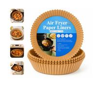 Air Fryer Paper Liners 16cm/6.3 Inch Round, 100 Pack for Ninja Tefal Tower | Independently Lab Tested for Food Contact Safety | Selected models: Philips, Salter & Russell Hobbs | Unbleached parchment