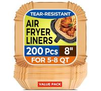 Air Fryer Paper Liners, 200pcs Air Fryer Liners Disposable, 8" Square Baking Liner for 5-8 qt Airfryer Basket, Non-stick and Oil Proof Parchment Paper for Oven, Pans & Baking