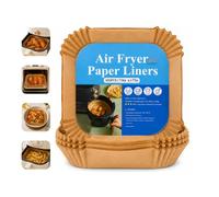 Air Fryer Paper Liners 20cm/8 Inch Square, 100 Pack for Ninja Tefal Cosori | Independently Lab Tested for Food Contact Safety | Selected models: Tower, Philips & Russell Hobbs | Unbleached parchment